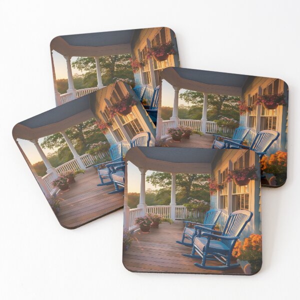Item preview, Front Porch with Blue Rocking Chairs designed and sold by Kathy Weaver.