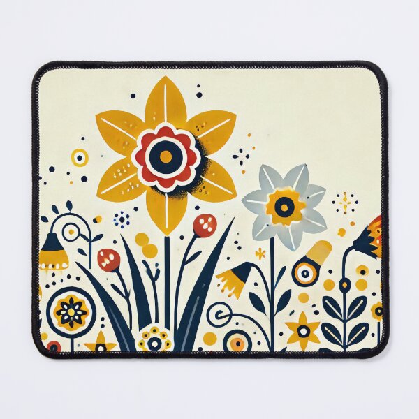 Item preview, Scandinavian Folk Art Daffodils – Cheerful Nordic Floral Garden by heidiannemorris designed and sold by FOLK ART FUSION.