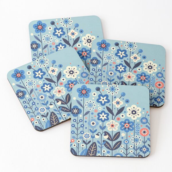 Item preview, Scandinavian Folk Art Daisy & Forget-Me-Not daisies – Serene Nordic Floral Garden by heidiannemorris designed and sold by FOLK ART FUSION by heidiannemorris.