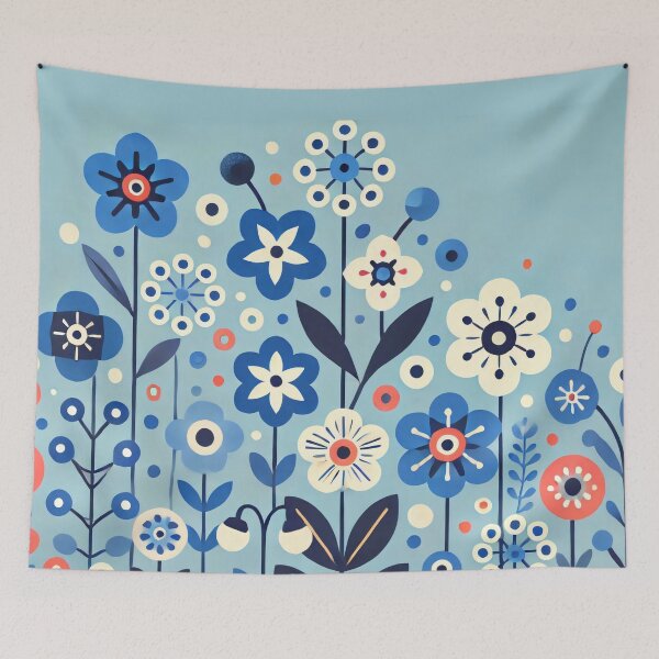 Item preview, Scandinavian Folk Art Daisy & Forget-Me-Not daisies – Serene Nordic Floral Garden by heidiannemorris designed and sold by FOLK ART FUSION by heidiannemorris.