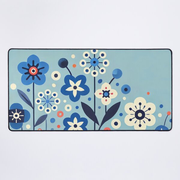 Item preview, Scandinavian Folk Art Daisy & Forget-Me-Not daisies – Serene Nordic Floral Garden by heidiannemorris designed and sold by FOLK ART FUSION.