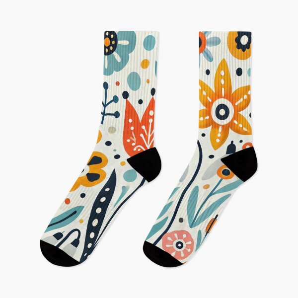 Item preview, Scandinavian Folk Art Orange Tulips & Snowdrops – Cheerful Nordic Floral Garden by heidiannemorris designed and sold by FOLK ART FUSION by heidiannemorris.