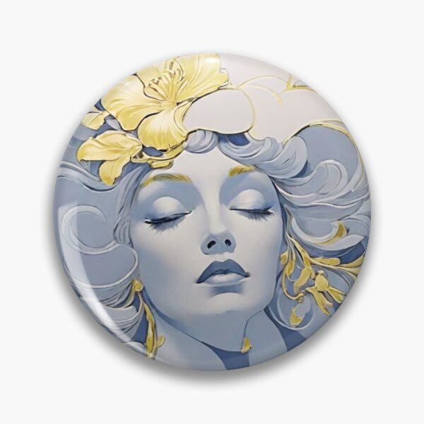 Item preview, Woman portrait in blue and gold dreamy and romantic designed and sold by IHImage.