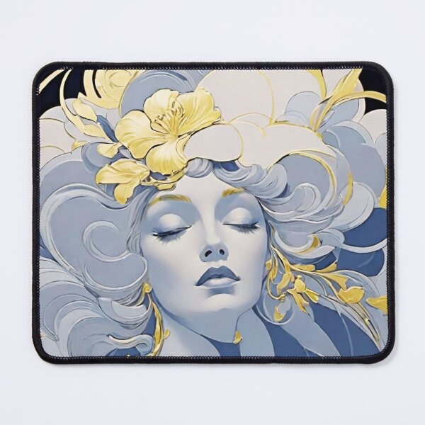 Item preview, Woman portrait in blue and gold dreamy and romantic designed and sold by IHImage.