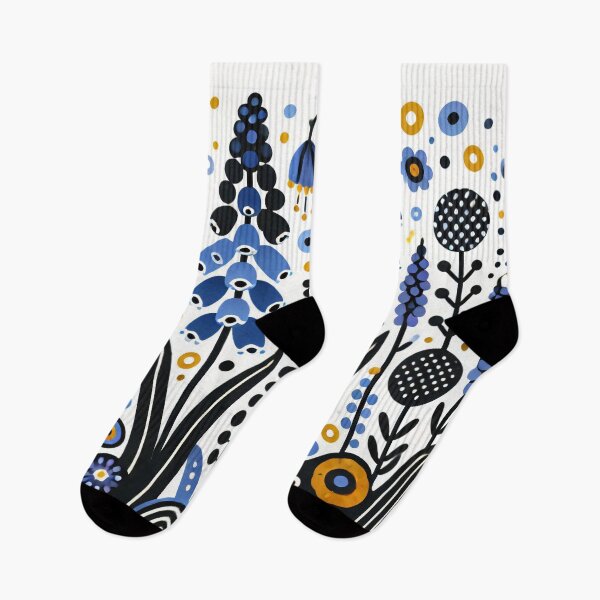 Item preview, Scandinavian Folk Art Muscari (Grape Hyacinths) – Cheerful Nordic Floral Design by heidiannemorris designed and sold by FOLK ART FUSION by heidiannemorris.