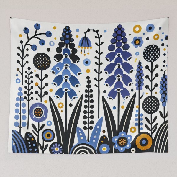Item preview, Scandinavian Folk Art Muscari (Grape Hyacinths) – Cheerful Nordic Floral Design by heidiannemorris designed and sold by FOLK ART FUSION by heidiannemorris.
