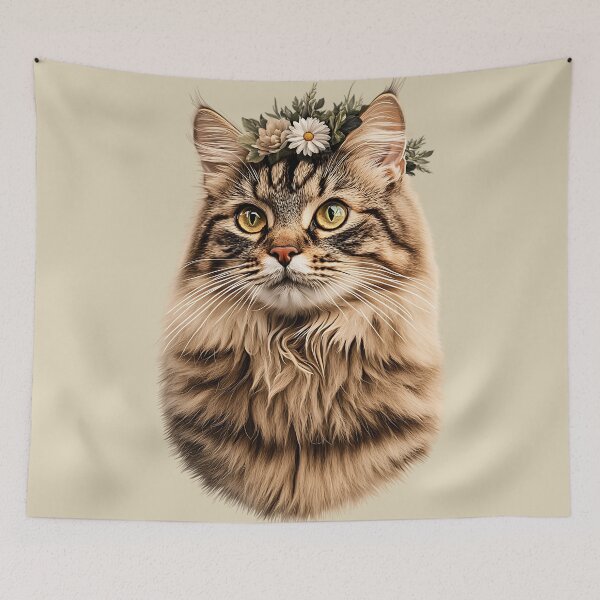 Item preview, Floral Siberian Cat designed and sold by bapupa.