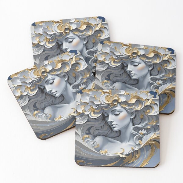 Item preview, Woman portrait in blue and gold dreamy and romantic designed and sold by IHImage.