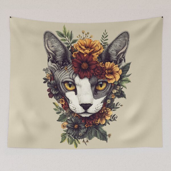 Item preview, Floral Sphynx Cat designed and sold by bapupa.