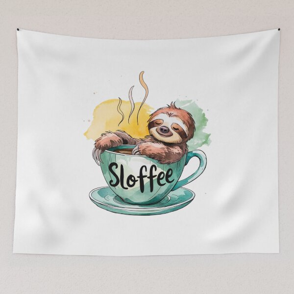 Item preview, Sloth in a Coffee Cup - Whimsical 'SLOFFEE' Watercolor Art designed and sold by SlocifieShop.