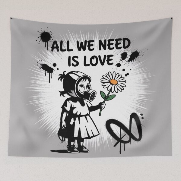 Item preview, Banksy - Young girl with a gas mask - All we need is love designed and sold by 123ks.