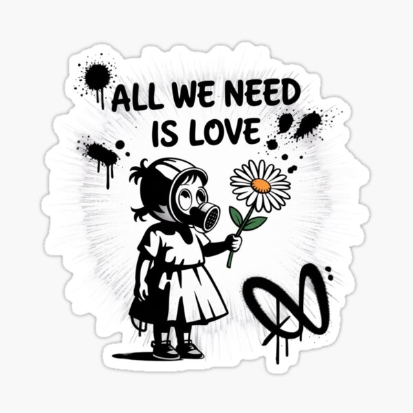 Item preview, Banksy - Young girl with a gas mask - All we need is love designed and sold by 123ks.