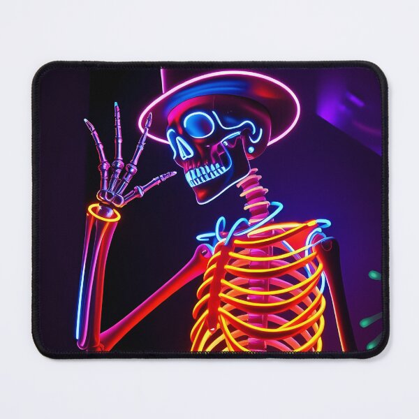 Item preview, Neon Skeleton with Top Hat – Retro Glow Vibes designed and sold by FusionCipher.
