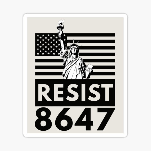 Vista previa del artículo con la obra «Resiste 8647 Anti Trump», diseñado y vendido por AnnieKocoy.