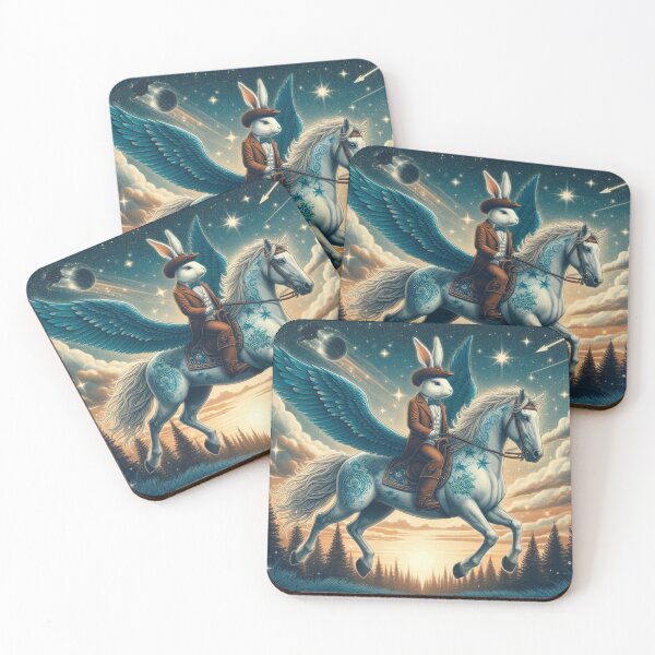 Item preview, Cowboy rabbit riding a winged horse in space designed and sold by Dogandesighn.