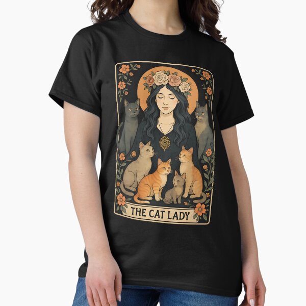 Item preview, T-shirt « La Dame aux Chats » avec carte de tarot, drôle, sorcière, gothique, maman chat designed and sold by MTRBSK11.
