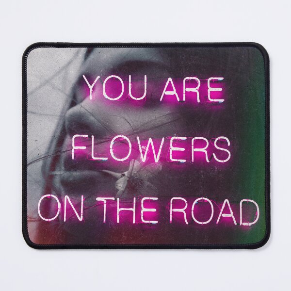 Item preview, Flowers on the Road – Surreal Woman Portrait with Neon Text designed and sold by seamless.