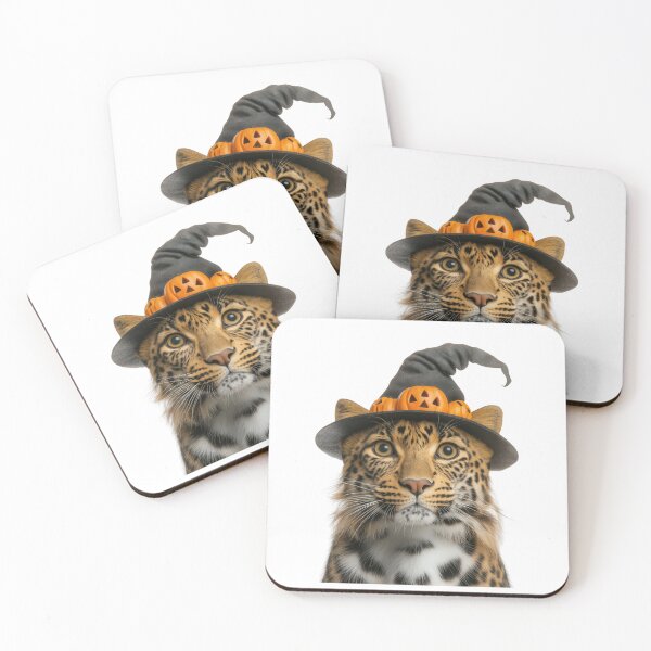Item preview, Amur Leopard Wearing Halloween Witch Hat designed and sold by LazyOwlStore.