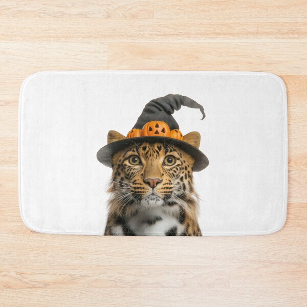 Item preview, Amur Leopard Wearing Halloween Witch Hat designed and sold by LazyOwlStore.