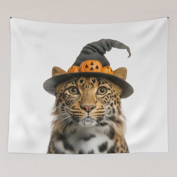 Item preview, Amur Leopard Wearing Halloween Witch Hat designed and sold by LazyOwlStore.