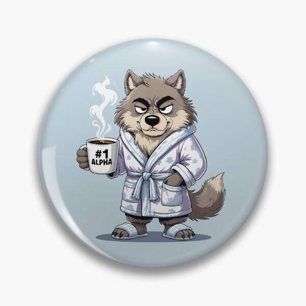 Item preview, Alpha Wolf in Robe Funny Cartoon | Cozy Animal Coffee Design designed and sold by Krasnovaovaova.