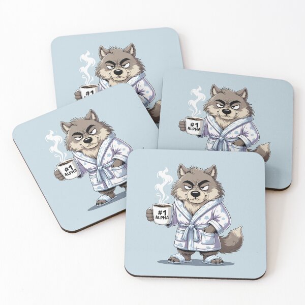 Item preview, Alpha Wolf in Robe Funny Cartoon | Cozy Animal Coffee Design designed and sold by Krasnovaovaova.
