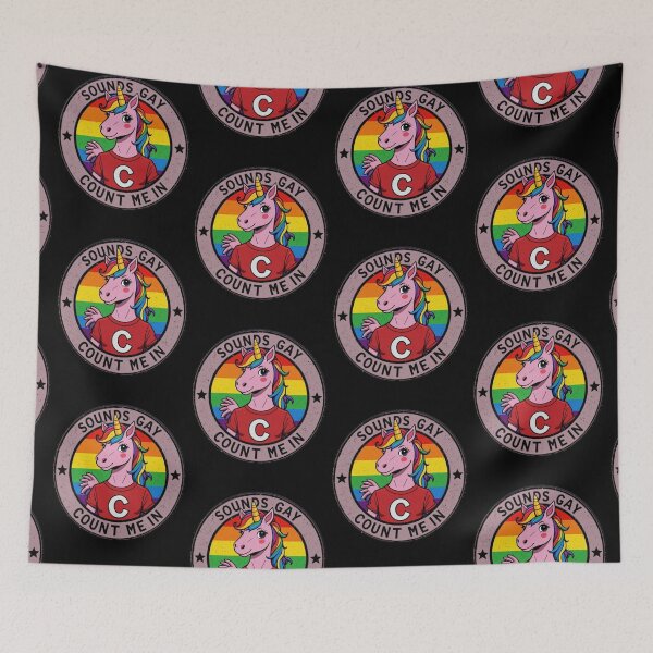 Item preview, Sounds Gay Count Me In Unicorn Rainbow Flag LGBT Gay Pride designed and sold by Kuki-shop.