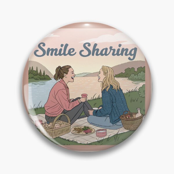 Item preview, Smile Sharing: Heartwarming Picnic with Two Friends – Friendship Artwork designed and sold by asliberry.