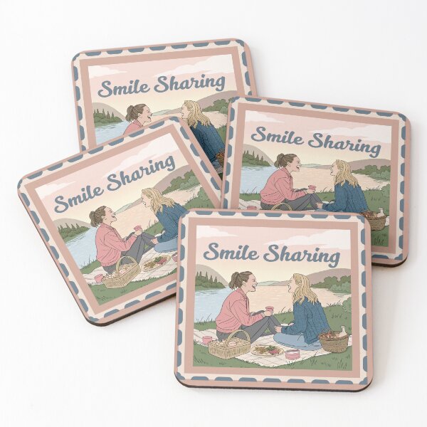 Item preview, Smile Sharing: Heartwarming Picnic with Two Friends – Friendship Artwork designed and sold by asliberry.
