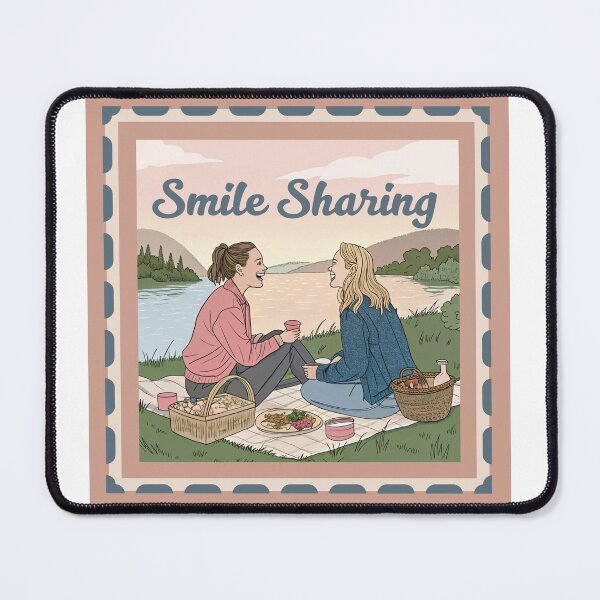 Item preview, Smile Sharing: Heartwarming Picnic with Two Friends – Friendship Artwork designed and sold by asliberry.