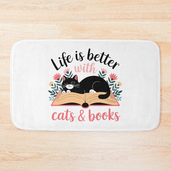 Item preview, Life is better with cats and books designed and sold by CatAPlenty.