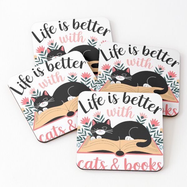 Item preview, Life is better with cats and books designed and sold by CatAPlenty.