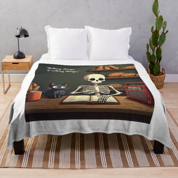 Item preview, Cozy Skeleton Bakery | Dark Academia Cat Art with Motivational Quote designed and sold by MOTAS FASHION .