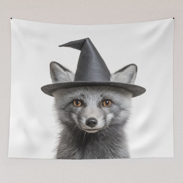 Item preview, Arctic Fox Wearing Halloween Witch Hat designed and sold by LazyOwlStore.