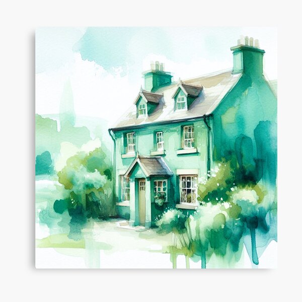 Item preview, watercolor country house designed and sold by Dogandesighn.