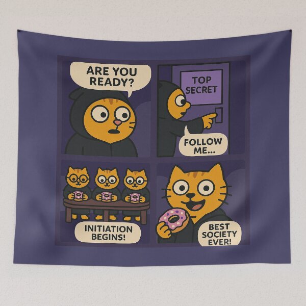 Item preview, Funny Cat Secret Society for National Donut Day designed and sold by memememescat.