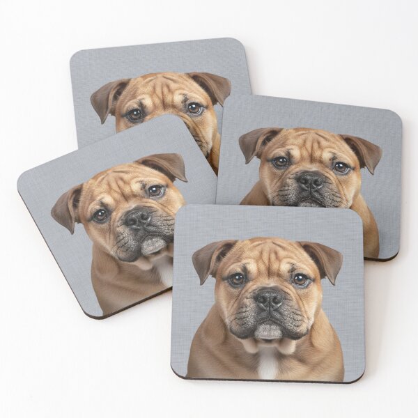 Item preview, Baby Bulldog on Grasscloth Fabric – Cute Jungle Cub designed and sold by svarupa.