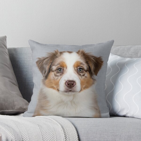 Item preview, Baby Australian Shepherd on Grasscloth Fabric – Cute Jungle Cub designed and sold by svarupa.