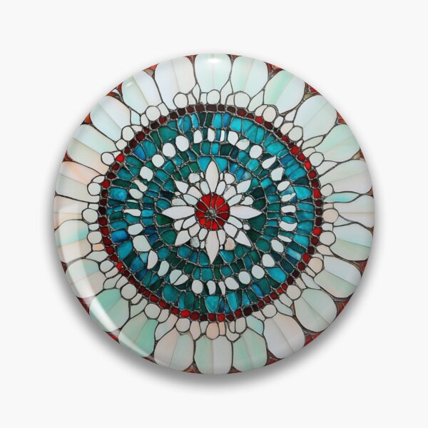 Item preview, Stained Glass Red & Nacre Mandala Pattern designed and sold by GrinGalore.