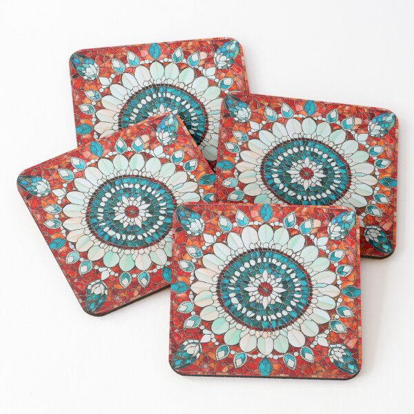 Item preview, Stained Glass Red & Nacre Mandala Pattern designed and sold by GrinGalore.