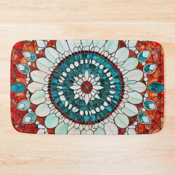 Item preview, Stained Glass Red & Nacre Mandala Pattern designed and sold by GrinGalore.