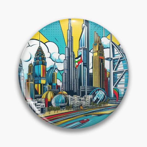 Item preview, Dubai City in Comic Style – AI Artwork of Iconic Landmarks for Travel and Vacation Lovers’ Apparel & Accessories designed and sold by knalpot-design.