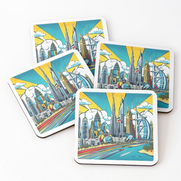 Item preview, Dubai City in Comic Style – AI Artwork of Iconic Landmarks for Travel and Vacation Lovers’ Apparel & Accessories designed and sold by knalpot-design.