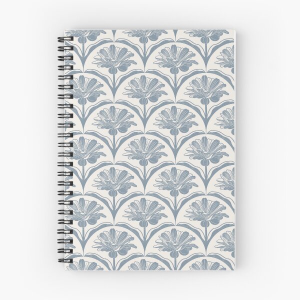 Item preview, Floral Scallop Block Print Pattern - Ibis White & Bracing Blue designed and sold by chrisdembinski.