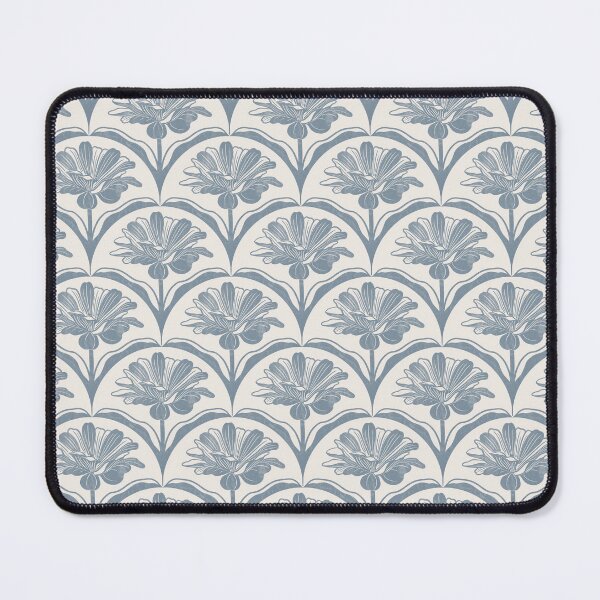 Item preview, Floral Scallop Block Print Pattern - Ibis White & Bracing Blue designed and sold by chrisdembinski.