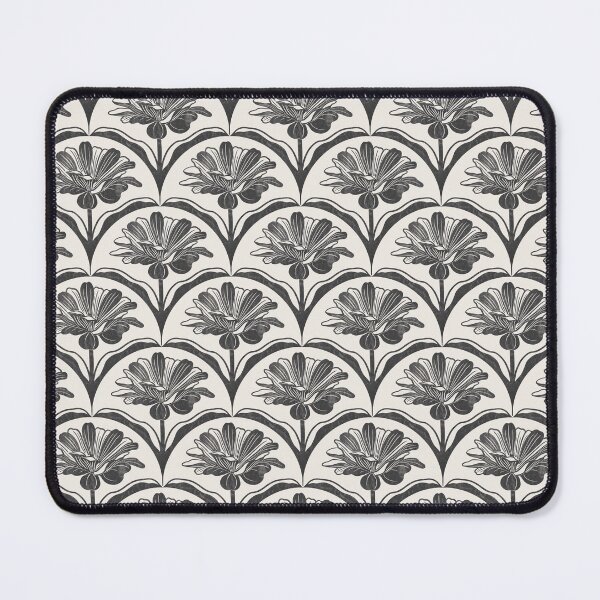 Item preview, Floral Scallop Block Print Pattern - Ibis White & Caviar designed and sold by chrisdembinski.