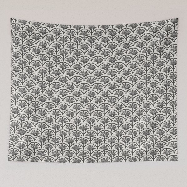 Item preview, Floral Scallop Block Print Pattern - Ibis White & Caviar designed and sold by chrisdembinski.