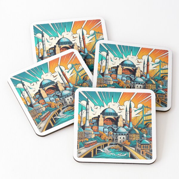 Item preview, Istanbul City in Comic Style – AI Artwork of Iconic Turkish Landmarks for Travel and Vacation Lovers’ Apparel & Accessories designed and sold by knalpot-design.