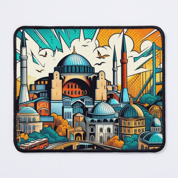 Item preview, Istanbul City in Comic Style – AI Artwork of Iconic Turkish Landmarks for Travel and Vacation Lovers’ Apparel & Accessories designed and sold by knalpot-design.