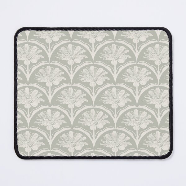 Item preview, Floral Scallop Block Print Pattern - Contented & Ibis White designed and sold by chrisdembinski.
